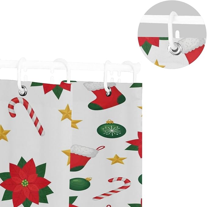 Red Stocking Christmas Shower Curtain Liner 72×72 inch - Image 5