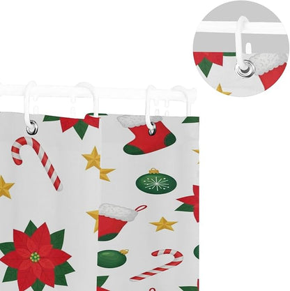 Red Stocking Christmas Shower Curtain Liner 72×72 inch - Image 5