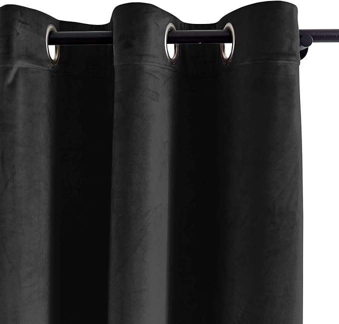 ChadMade Blackout Lined Premium Velvet Curtain Warm Black 100Wx120L Inch - Image 2