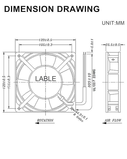 GDSTIME 120mm x 25mm 110V 115V 120V AC Powered Fan Dual Ball Bearing - Image 8