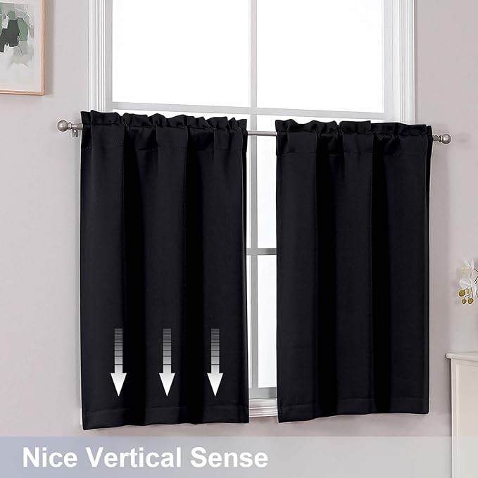 Chyhomenyc Short Black Out Curtains 45 Inch Length, Small Blackout Curtain Rod - Image 6
