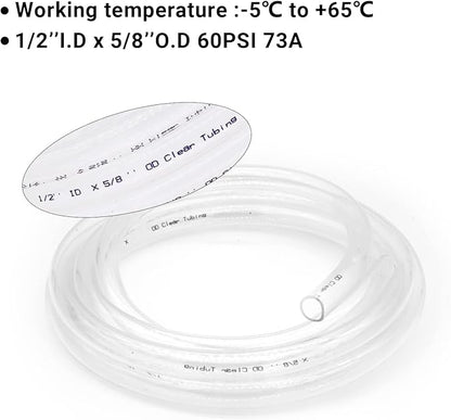 Clear Vinyl Tubing 1/2" ID × 5/8" OD -10 Ft 60PSI, Flexible Plastic Tubing - Image 5
