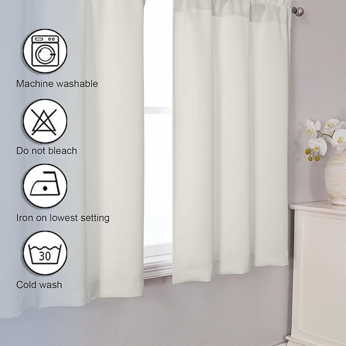Chyhomenyc Natural Short Blackout Curtains 45 Inch Length, Small Kitchen - Image 7