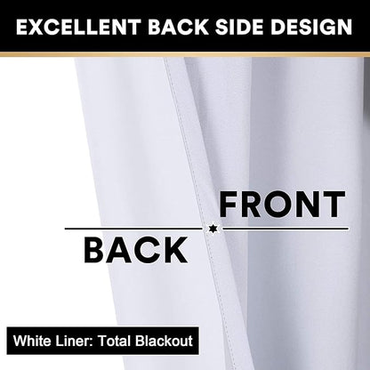 PrinceDeco 100% Blackout Curtains Linen Drapes 108 Inches Long Room Divider - Image 4