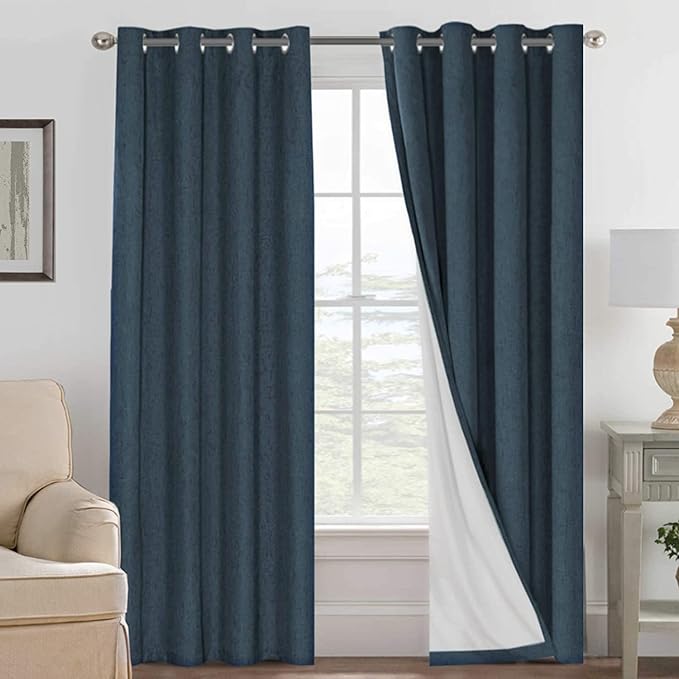 H.VERSAILTEX Linen Blackout Curtains 84 Inches Long 100% Absolutely Blackout by HVERSAILTEX
