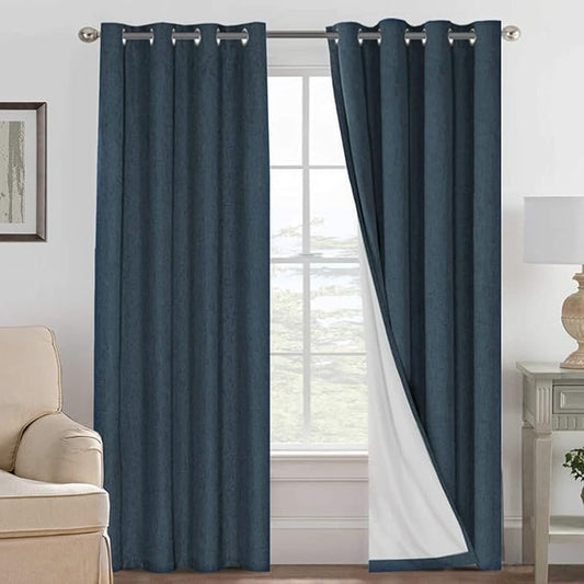 H.VERSAILTEX Linen Blackout Curtains 108 Inches Long 100% Absolutely Blackout by HVERSAILTEX