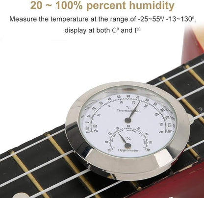 Tbest Guitar Analog Hygrometer, Round Alloy Digital Thermometer Hygrometer - Image 2