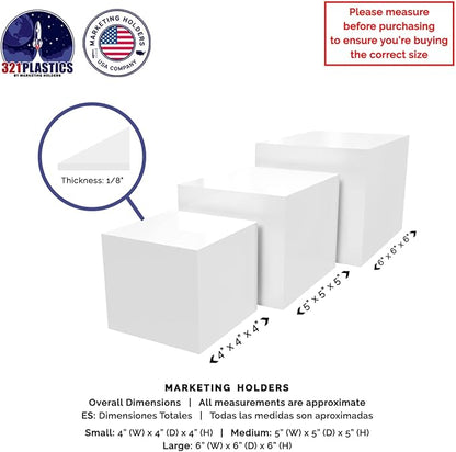 6 Pack Acrylic Display Riser Boxes White 3 Piece Retail Product Riser - Image 7
