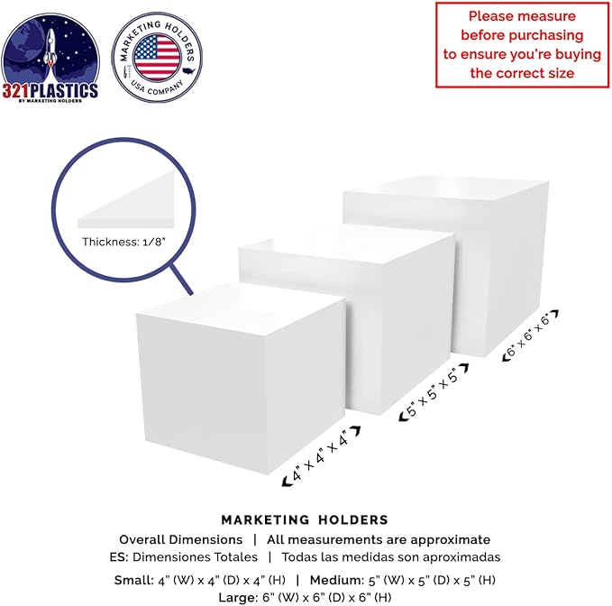 Acrylic Display Riser Boxes 3 Piece White Retail Product Riser No Lid - Image 7