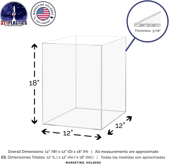 12" x 12" x 18" Clear Acrylic Display Box - Image 6