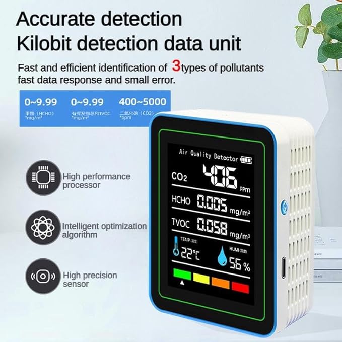 5-in-1 air Quality Monitor, Professional air Quality Detector - Image 3