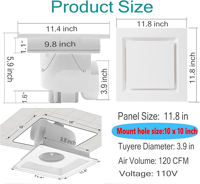Nalle Ventilation Fan Ceiling Bathroom Exhaust Fan Extractor Fan （Style B） - Image 3