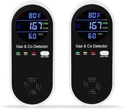 2 Packs Combination Natural-Gas and Carbon-Monoxide-Detector, Koabbit 4-in-1 by ProductCategory