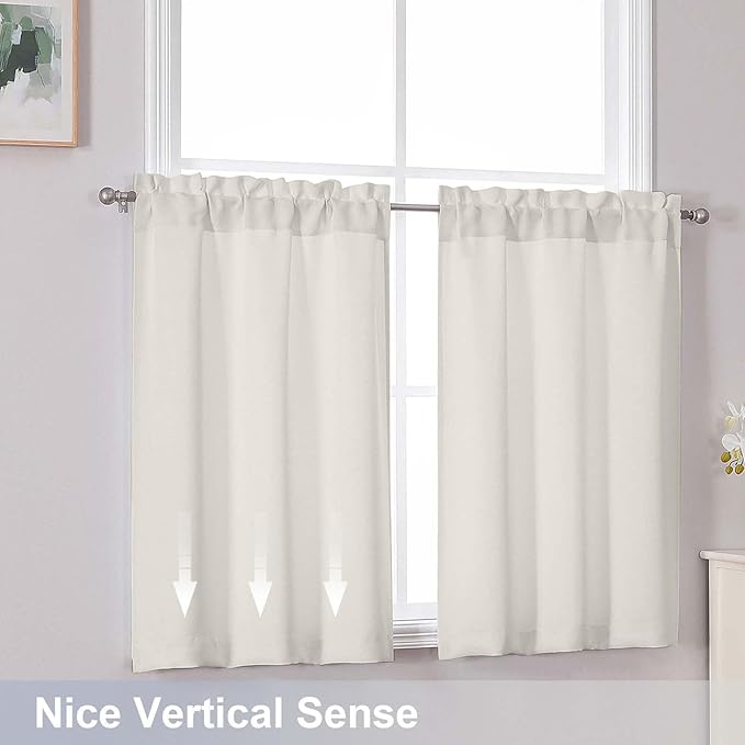 Chyhomenyc Natural Short Blackout Curtains 45 Inch Length, Small Kitchen - Image 6