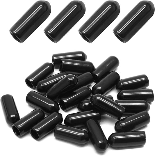 24 Pcs Round Rubber End Caps, 1/5" ID Vinyl Flexible Screw Thread Protectors by Bonsicoky