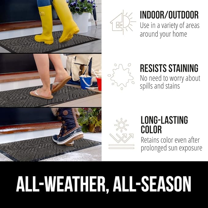 GORILLA GRIP 100% Waterproof All-Season WeatherMax Doormat, US Designed Natural - Image 4