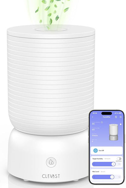 CLEVAST Smart Humidifiers for Bedroom - 1 Gal/4L Cool Mist Top Fill Humidifier by CLEVAST