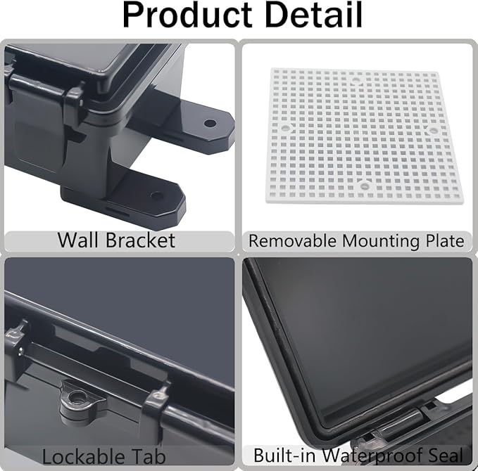 Junction Box, Hinged Black Clear Cover IP67 Waterproof ABS Project Box - Image 4