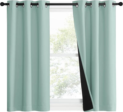NICETOWN Aqua Blue 100% Blackout Curtain Set, Thermal Insulated & Energy - Image 2