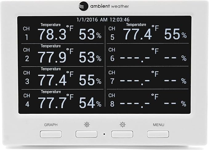 Ambient Weather WS-3000-X8 Thermo-Hygrometer Wireless Monitor w/ 8 Remote - Image 2