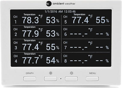 Ambient Weather WS-3000-X8 Thermo-Hygrometer Wireless Monitor w/ 8 Remote - Image 2