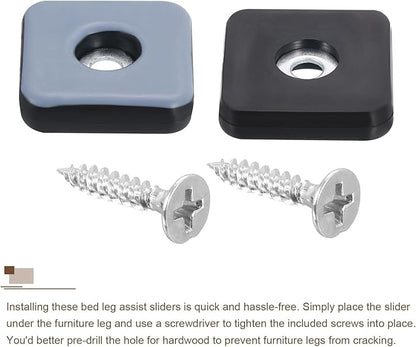 uxcell 12 Pcs Furniture Slider Pads, 1.18x1.18 Inch PTFE Square Screw-on - Image 4