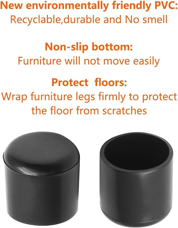 40 Pcs Round Rubber Furniture Leg Caps, 3/4" Vinyl Flexible Chair Leg Floor - Image 4