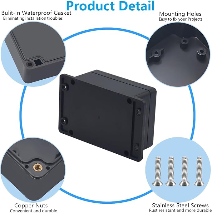 Outdoor Waterproof Junction Box IP67 Project Box ABS Black Electrical Boxes - Image 6