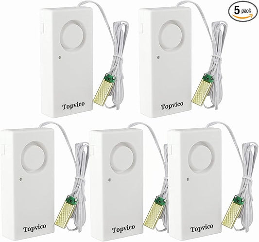 Topvico Water Leak Detector, 120dB Loud Siren, Powered by 9V Battery, Sensor by MakeLifeSaferandSmarterEnjoyPeaceofMind