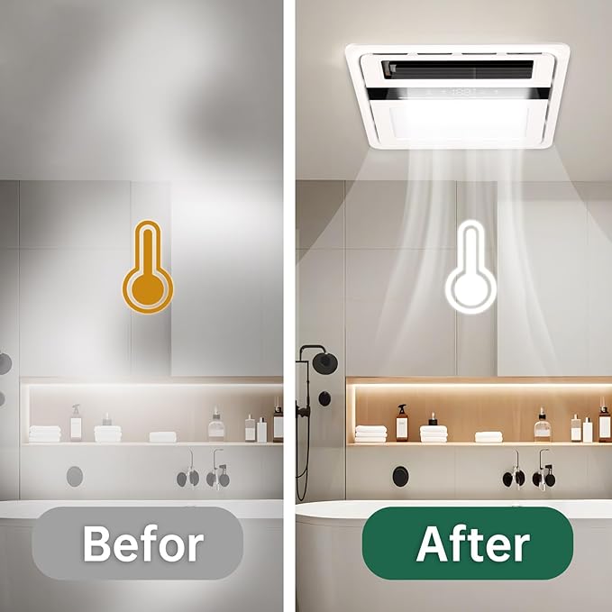 Bathroom Fan with Light and Heater, 140 CFM Ventilation, Remote Control - Image 5