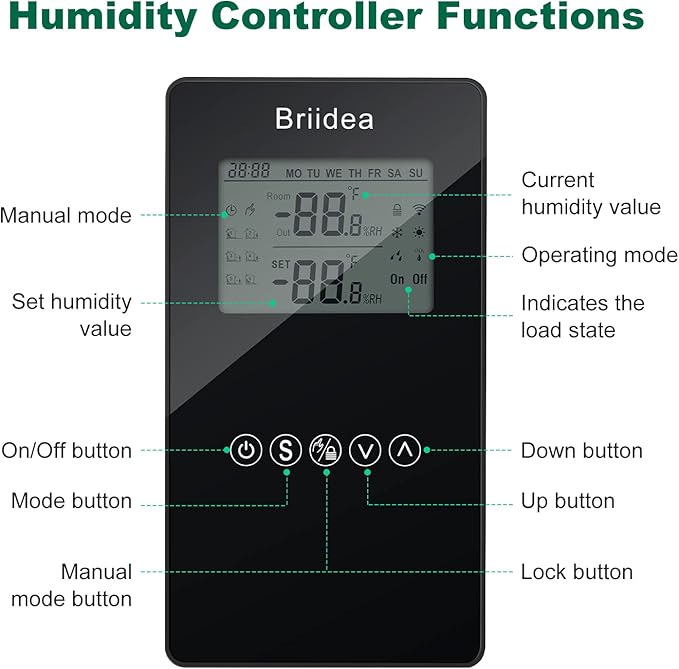 Humidity Controller, Briidea Pre-Wired Humidistat Humidifier Dehumidifier - Image 4