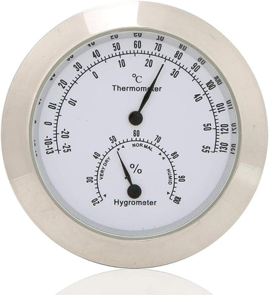 Tbest Guitar Analog Hygrometer, Round Alloy Digital Thermometer Hygrometer by LetYourCarMoreColorful