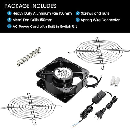 GDSTIME AXIAL Fan 15050, 110V 120V AC 150mm x 150mm x 50mm Fan, Ventilation - Image 7