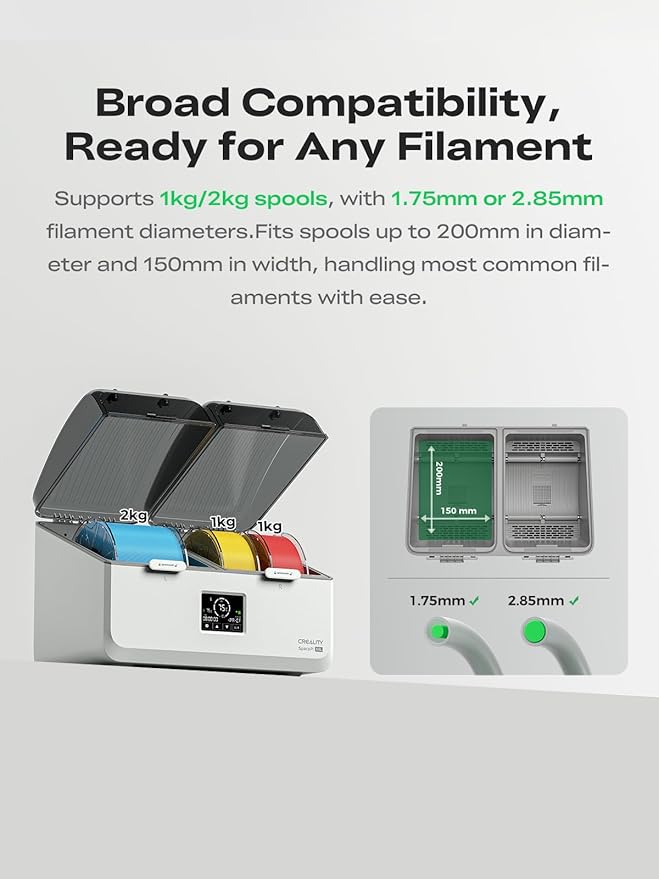 Creality Space Pi X4L Filament Dryer Box, Dual Independent Chambers, 4 Spool - Image 7