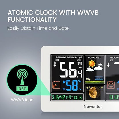 Newentor Weather Station Wireless Indoor Outdoor Thermometer, Color Display - Image 2