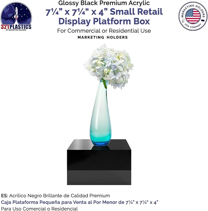 4 Pack Black Acrylic Display Box Versatile 5 Sided Pedestal Merchandise Storage - Image 4
