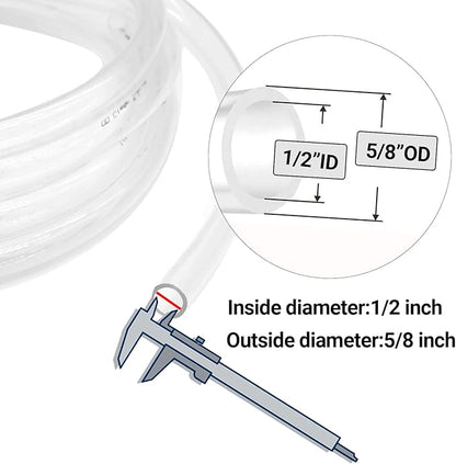 Clear Vinyl Tubing 1/2" ID × 5/8" OD -25 Ft 60PSI, Flexible Plastic Tube - Image 2