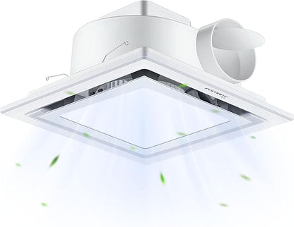 Bathroom Exhaust Fan with Light 10" Ultra Quiet 1.0 Sones, Exhaust Fan Mounting by Unknown