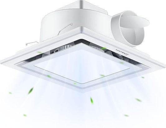 Bathroom Exhaust Fan with Light 10" Ultra Quiet 1.0 Sones, Exhaust Fan Mounting by Unknown