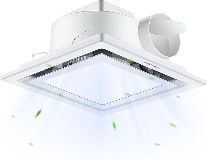 Bathroom Exhaust Fan with Light 12" Ultra Quiet 1.0 Sones, Exhaust Fan Mounting by Unknown