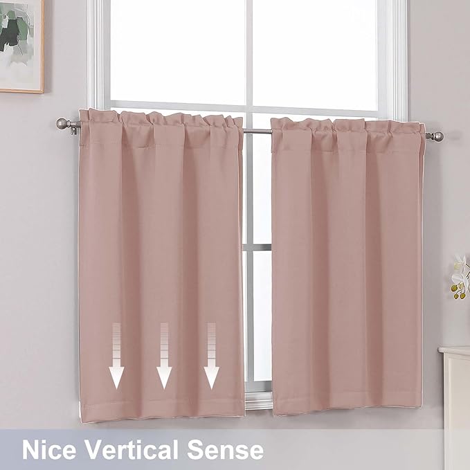 Chyhomenyc Blush Pink Short Blackout Curtains 45 Inch Length, Small Kitchen - Image 6