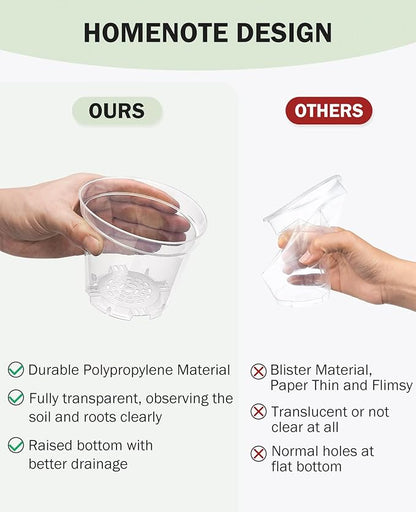 homenote Clear Nursery Pots for Plants, 4 Inch Plant Pot for Planting Plastic - Image 8