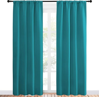 NICETOWN Peacock Blue Blackout Curtains Panels - Image 2