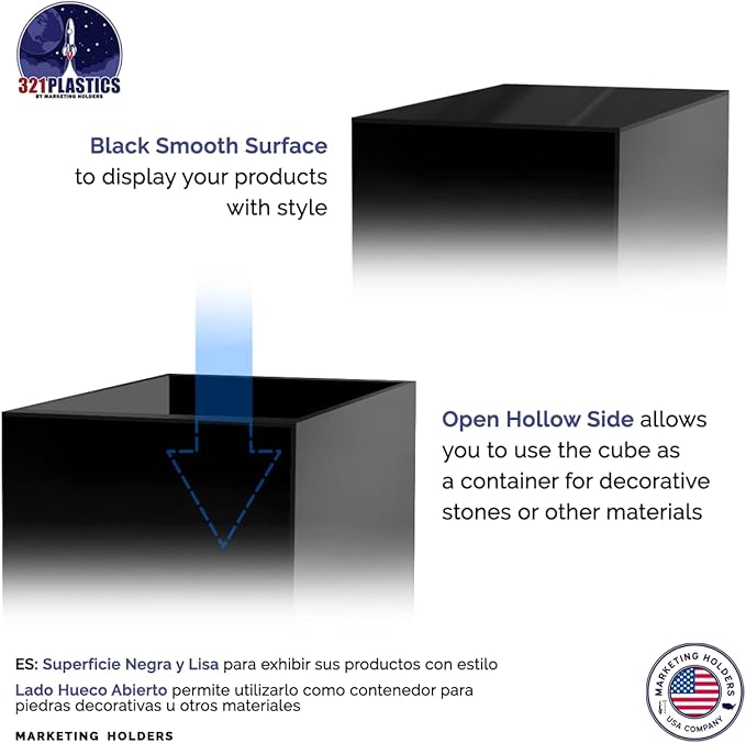 9 Inch Black Acrylic Display Box Counter Retail Merchandise Storage Bin No Lid - Image 4
