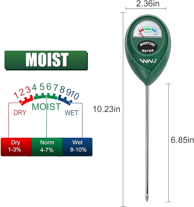 WNJ 2 Pack Soil Moisture Meter, Plant Water Monitor, Lawn Moisture Meter，Soil - Image 5