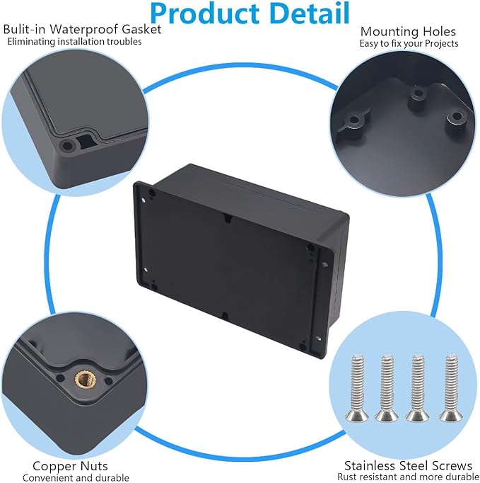 Outdoor Waterproof Junction Box IP67 Project Box ABS Black Electrical Boxes - Image 6