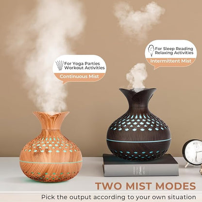 Portable Mini Humidifier, 300ml Wood Grain Vase Small Humidifiers, Quiet Cool - Image 6