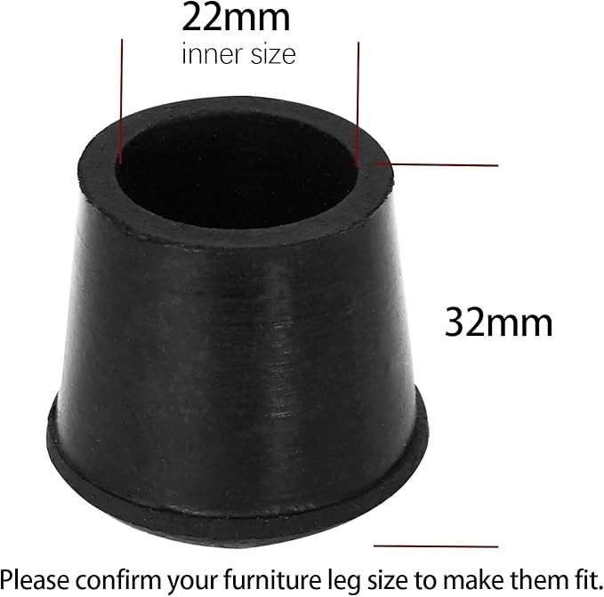 10 PCS Black Round Rubber Chair Leg Caps Tips, Vinyl Rubber End Kits, Soft - Image 2