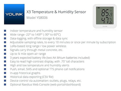 YoLink X3 Version Temperature & Humidity Sensor, Supports App Real-Time Data - Image 2
