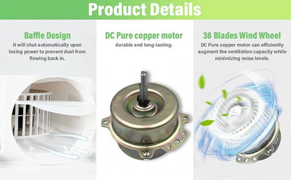 Bathroom Exhaust Fan with Light DC Energy-Saving Bathroom Ventilation Fan - Image 6